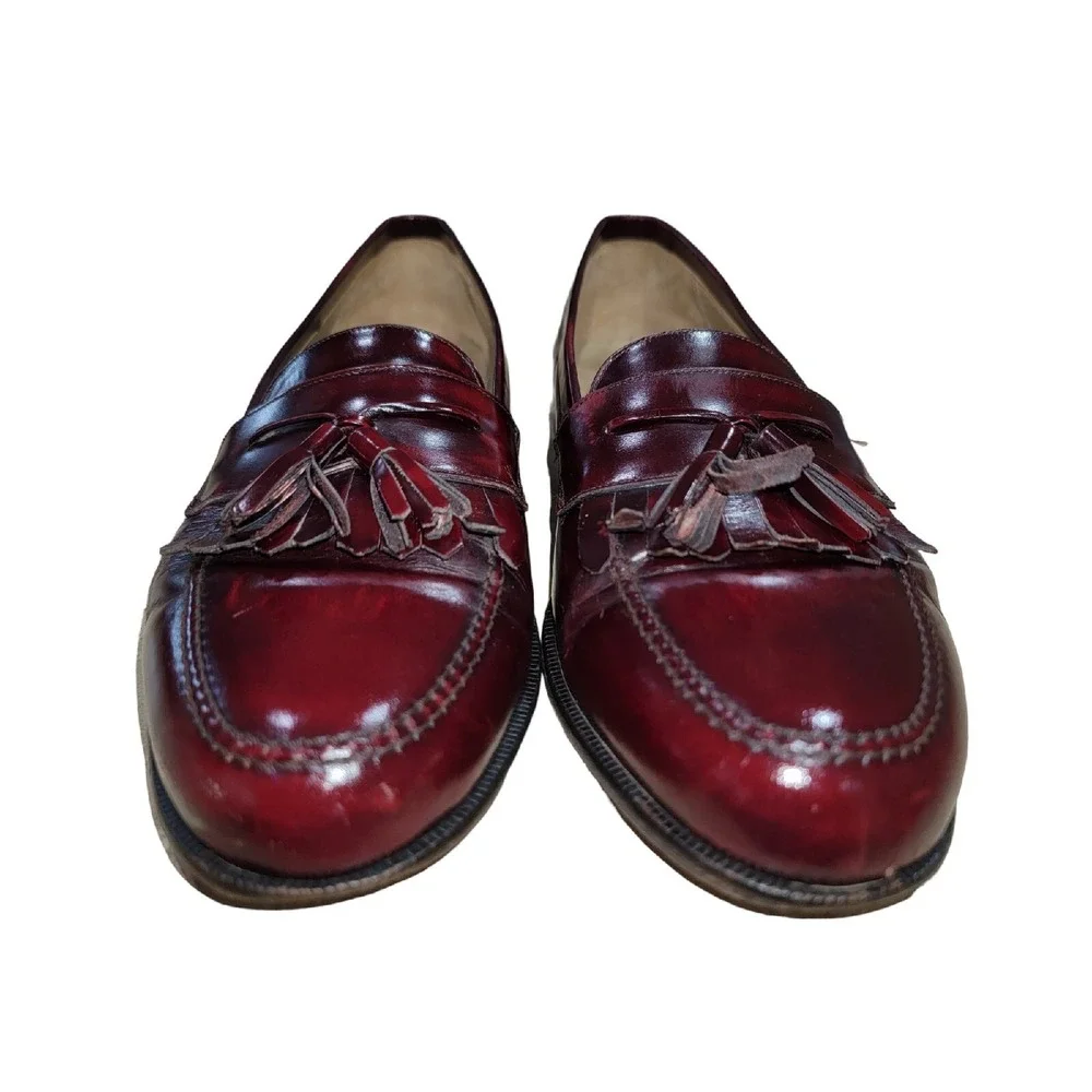 Mezlan Santander Tassel Loafers Men's 9.5W Oxblood Leather Moc Toe Dress Shoes